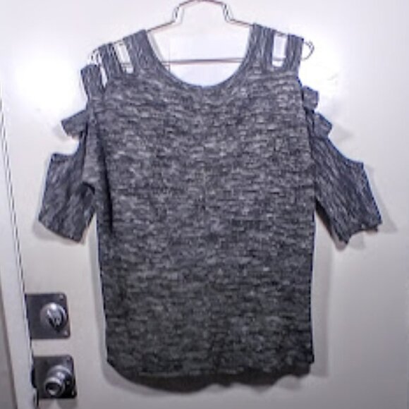 Lynn Ryan Cold Sleeve Sweater top Size 1X -Gray Marled - Picture 4 of 10